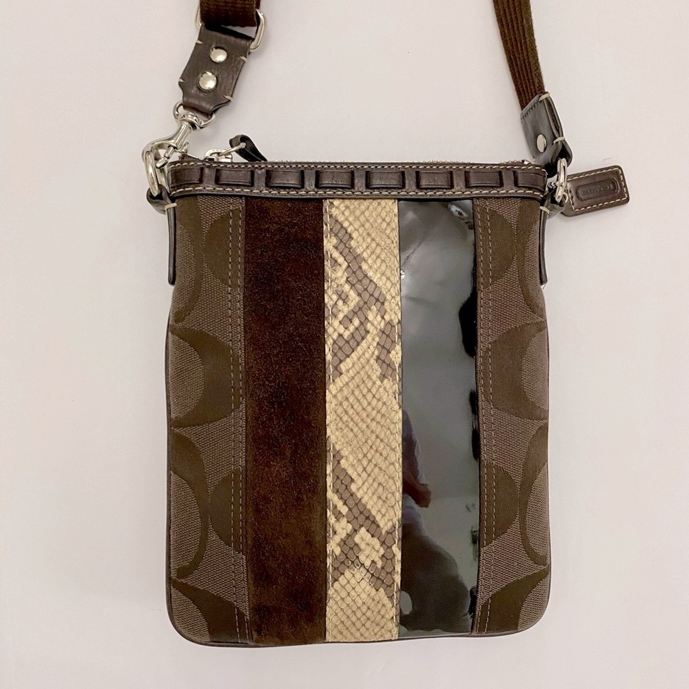 Coach Jacquard Crossbody Bag, Brown, Like New - Picture 5 of 11